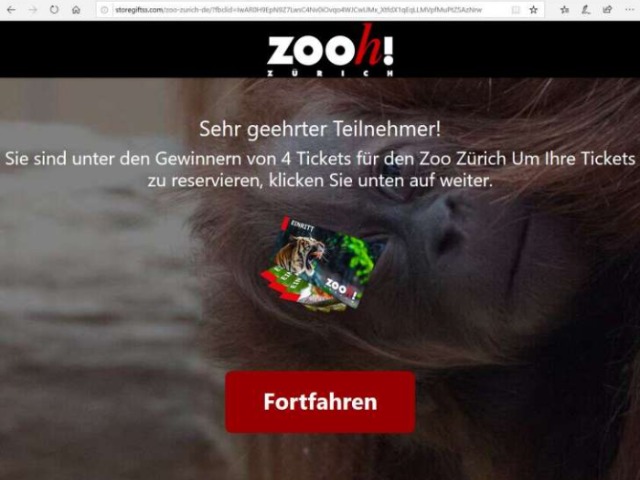 Zoo Zürich Tickets gewonnen? Vorsicht: Fake Facebook-Seite!