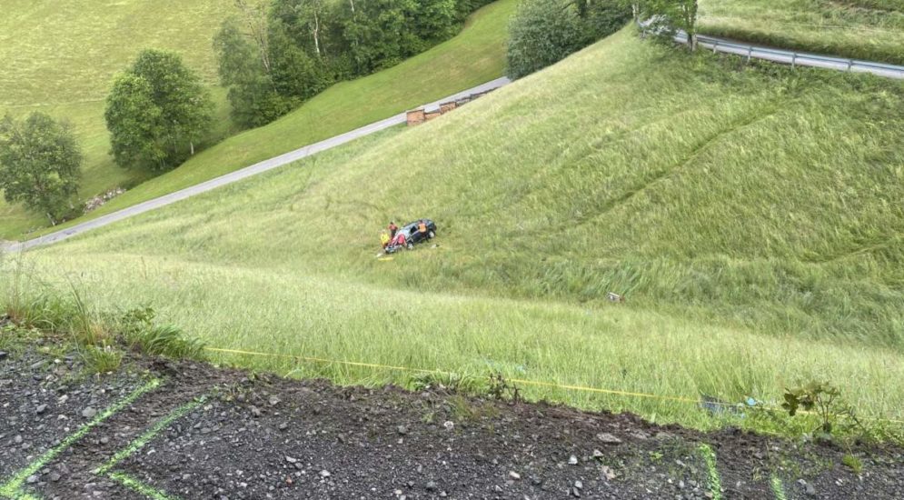 Einsiedeln SZ: Autolenker (21) stürzt bei Unfall steilen Abhang hinunter