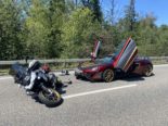 Aarau AG: Sportwagen prallt bei Unfall ins Heck eines Motorrades