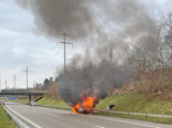 Frauenfeld TG: Fahrzeugbrand auf der Autobahn A7