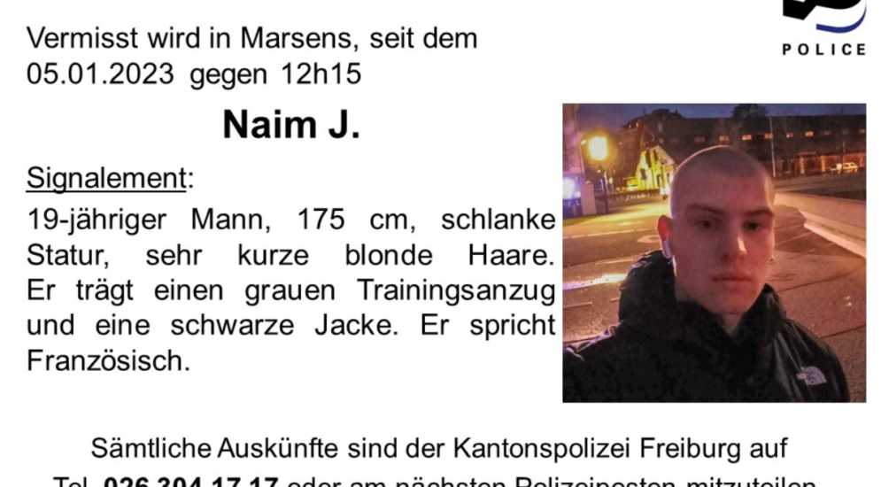 Marsens FR: Vermisst wird Naim J. (19)