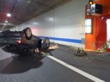Unfall A2 Tunnel Schlund: Gegen Tunnelwand gekracht