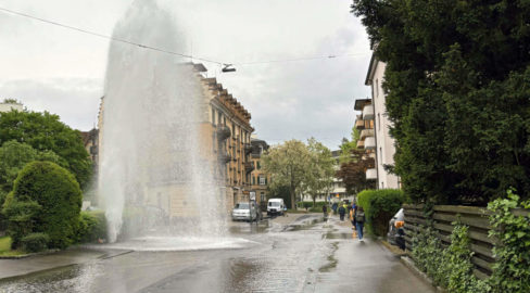 Winterthur ZH: Meterhohe Wasserfontäne nach Unfall